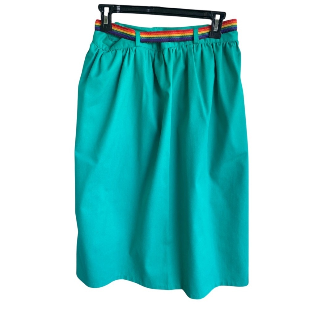 Vintage Marilyn Togs Skirt 70s with Rainbow Belt Green
